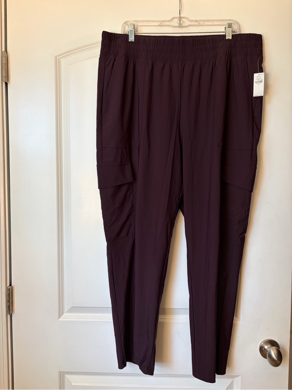 Stretch Cargo Pants in Deep Plum